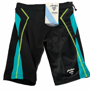 Michael Phelps Black Aqua Green Blue Competitive Swim Training Jammer Men XS
